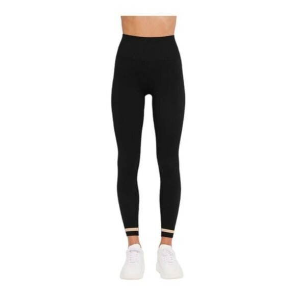 The Upside Womens High-Rise Full-Length Leggings Black Size S Gold Stripe Accent - Picture 4 of 9